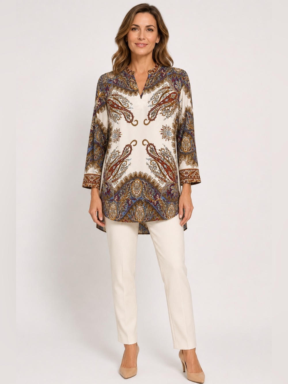 🌺 Citron Collection 100% Silk Paisley Tunic Top